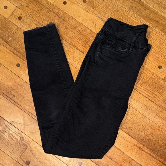 MOTHER The Looker Ankle Fray Black Skinny Jeans - Picture 4 of 4
